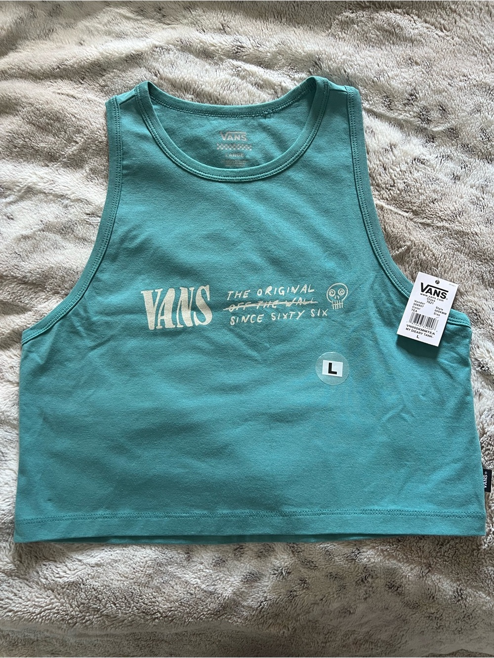 Vans Teal Cropped Logo Tank